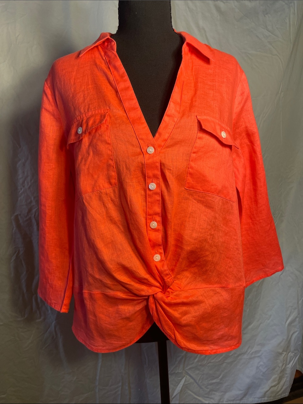 INC International Concepts Coral Tie-Front Button-Down Shirt